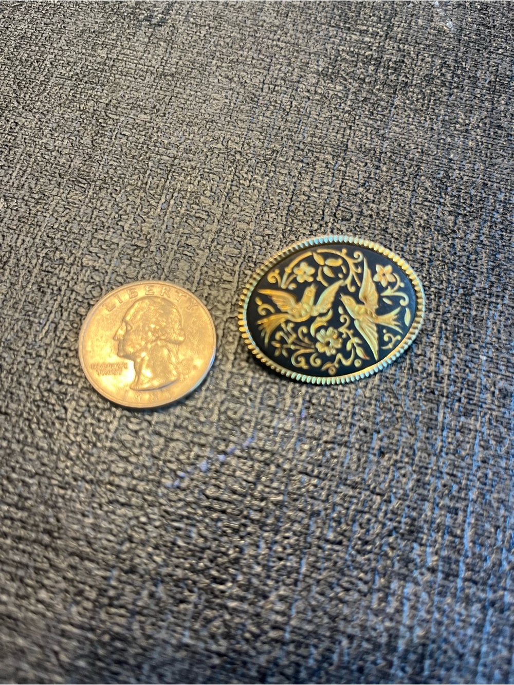 Vintage Damascene brooch